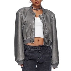 SOLD ❌ NWT 🩶 Lioness Allure Faux Leather Bomber Jacket